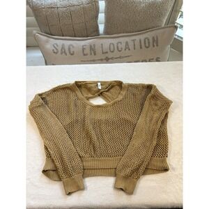 RVCA Brown Open Back Cropped Knit Sweater Women's Medium Long Sleeve lightweight